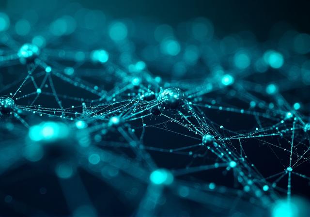 Futuristic AI neural network visualization with teal light