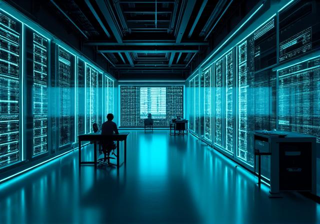 Futuristic AI Research Laboratory Visualization